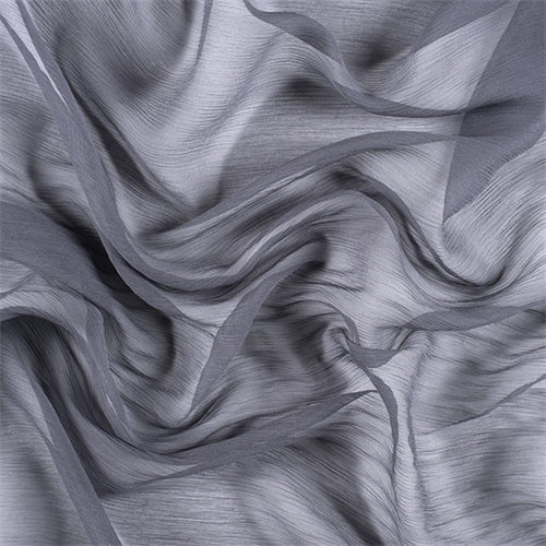 Runway Silks Gray Crinkled Silk Chiffon Fabric - Reorderable