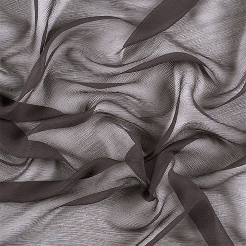 Runway Silks Dark Gray Crinkled Silk Chiffon Fabric - Reorderable