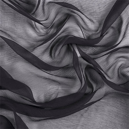 Runway Silks Black Crinkled Silk Chiffon Fabric - Reorderable