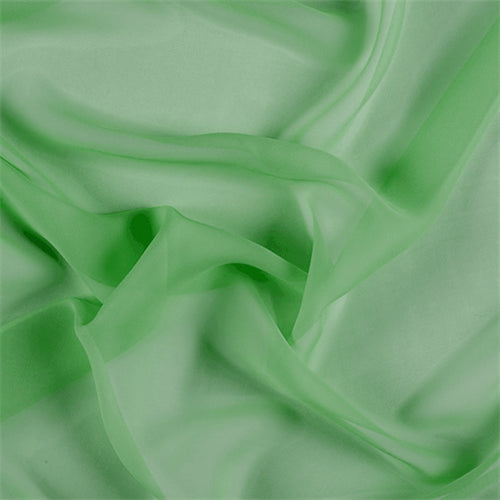 Runway Silks Green Crinkled Silk Chiffon Fabric - Reorderable