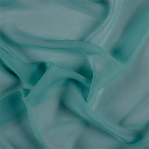 Runway Silks Teal Crinkled Silk Chiffon Fabric - Reorderable