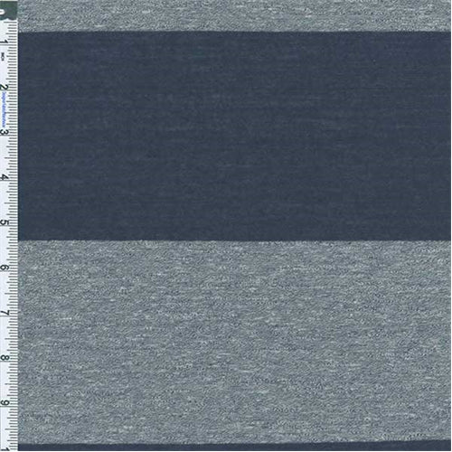 1 3/4 YD PC-Evening Blue Wide Rugby Striped Jersey Knit Fabric