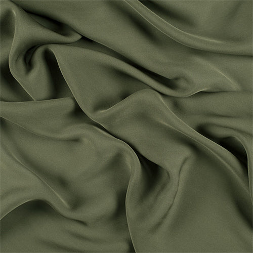 Runway Silks Olive Green Silk Double Georgette Fabric - Reorderable