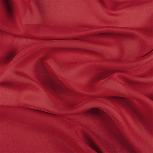 Runway Silks Dark Red Silk Double Georgette Fabric - Reorderable