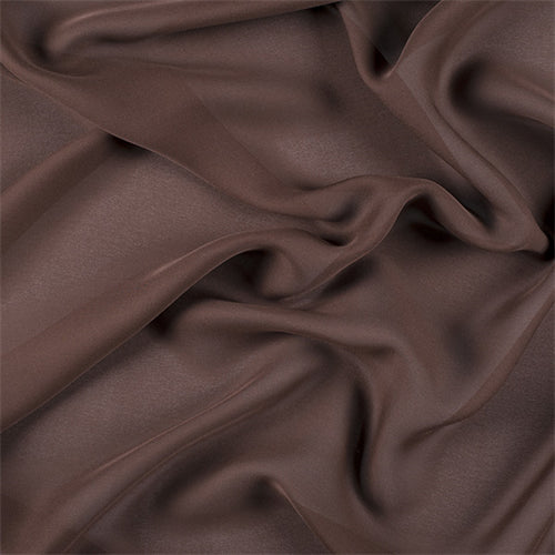 Runway Silks Dark Brown Silk Double Georgette Fabric - Reorderable