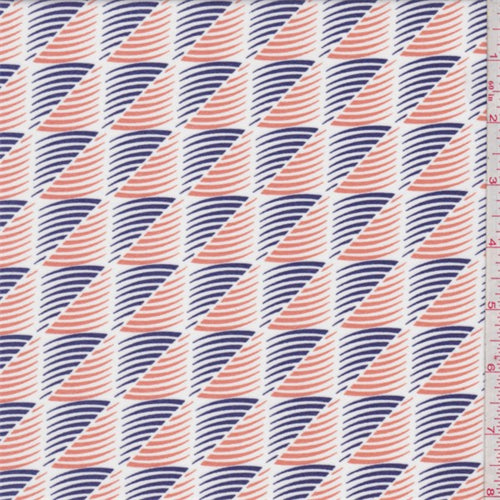 4 3/8 YD PC-Navy/Orange Cyclone Print Swimwear Fabric