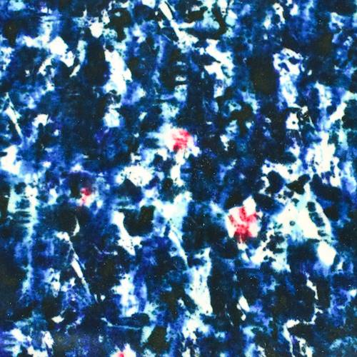 1 1/2 YD PC-Blue/Fuchsia/Multi Abstract Textured Printed Velvet Knit Fabric