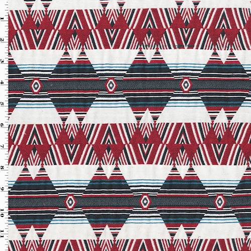 1 YD PC-Red/Teal/Multi Tribal Diamond Jacquard Fabric