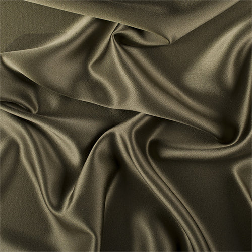 Runway Silks Olive Green Silk Crepe Back Satin Fabric - Reorderable