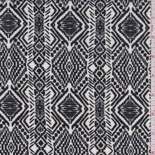 1 5/8 YD PC-Off White/Black Aztec Stripe Liverpool Knit Fabric