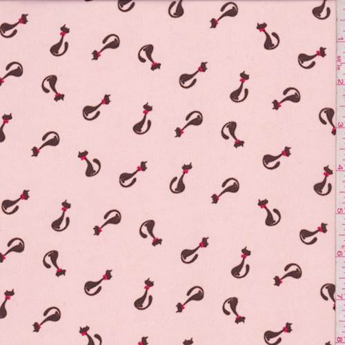 5/8 YD PC-Peach Cat Crepe De Chine Fabric