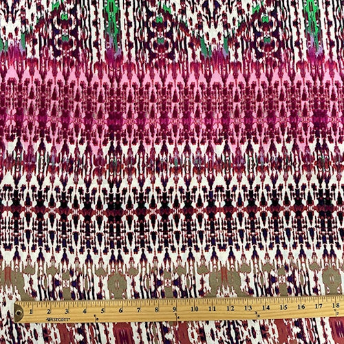 Tan/Ivory Batik Diamond Rayon Challis Fabric