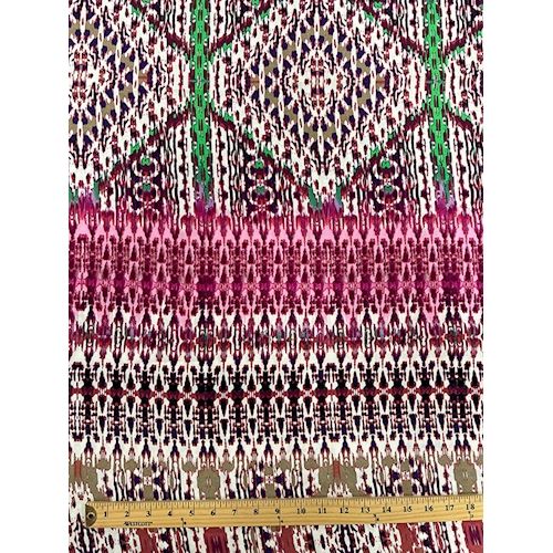 Tan/Ivory Batik Diamond Rayon Challis Fabric