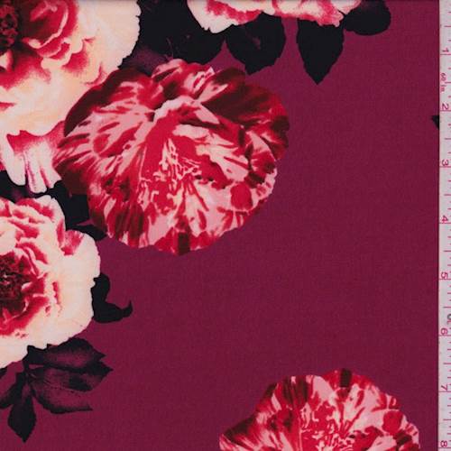 Mulberry Rose Jersey Knit Fabric