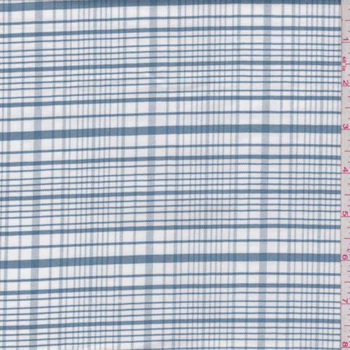 Slate Blue-White Plaid Cotton Oxford Shirting Fabric