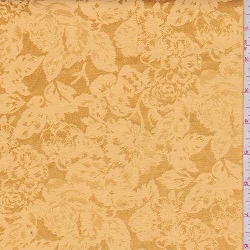 4 YD PC-Deep Gold Floral Satin Jacquard Fabric