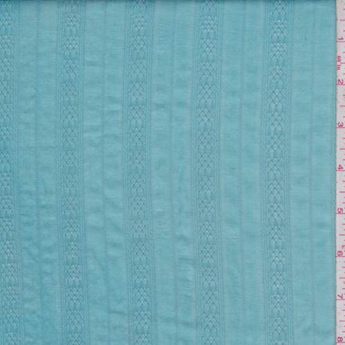 Light Aqua Leno Stripe Shirting Fabric
