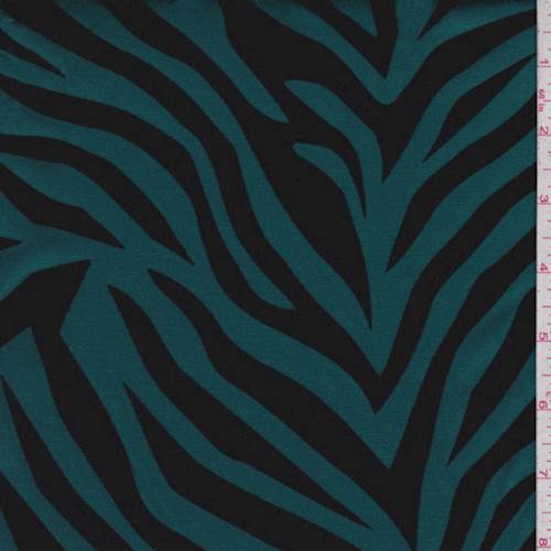 1 YD PC-Deep Teal Flocked Zebra Taffeta