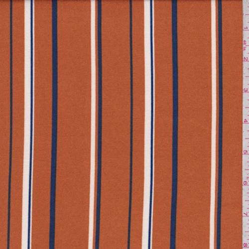 Harvest/Royal/White Stripe Double Brushed Jersey Knit Fabric