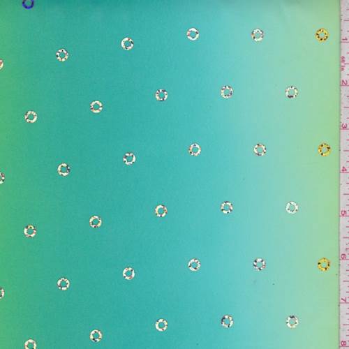 Lime/Teal Ombre Mini Ring Chiffon Fabric