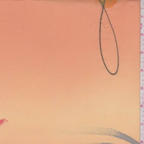1 5/8 YD PC-Tangerine/Orange Floral Chiffon Fabric
