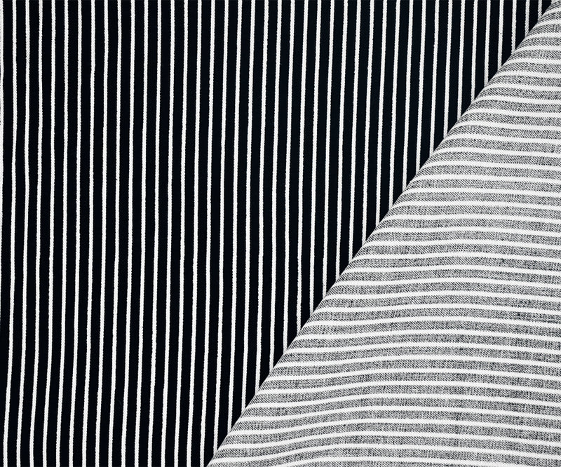 Black-White Stripe Printed Stretch Rayon Spandex Shirting Woven Fabric