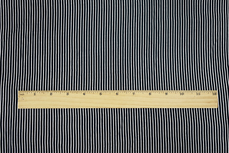 Black-White Stripe Printed Stretch Rayon Spandex Shirting Woven Fabric