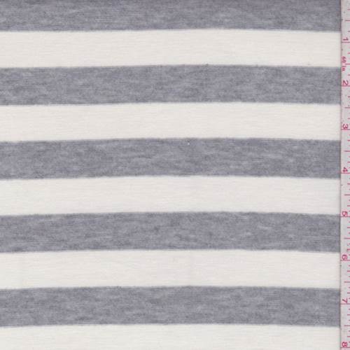 Ivory-Grey Stripe Jersey Knit Fabric