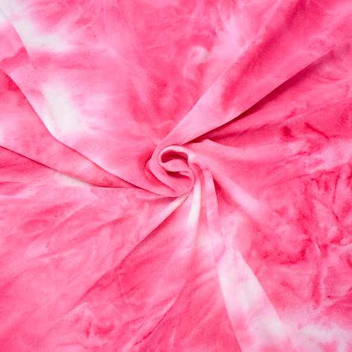Bright Pink/White Tie Dye Double Brushed Jersey Knit Fabric