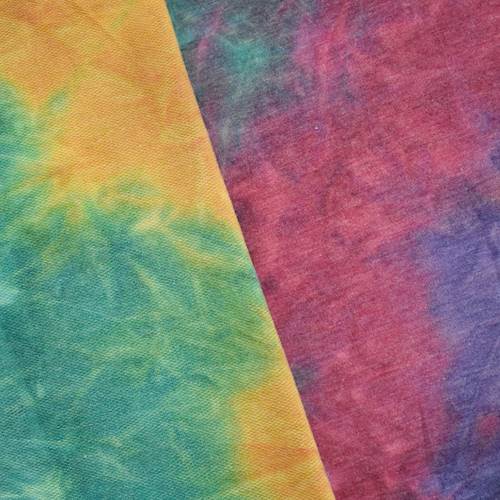 Lilac-Jade-Ruby Pink Tie Dye French Terry Knit Fabric