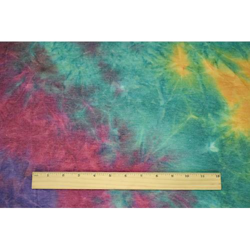 Lilac-Jade-Ruby Pink Tie Dye French Terry Knit Fabric