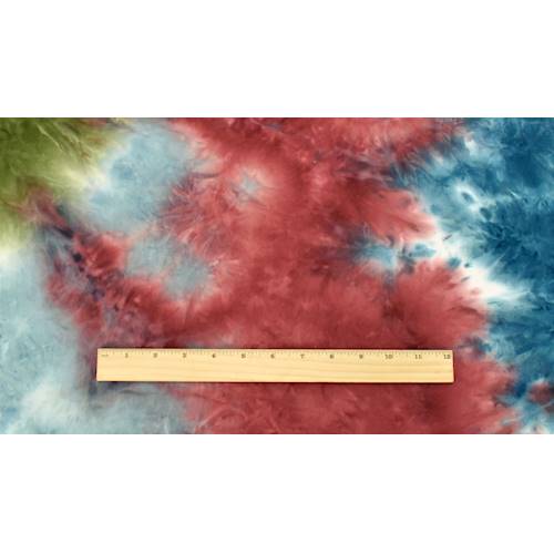 Teal-Burgundy-Olive Tie Dye Double Brushed Jersey Knit Fabric