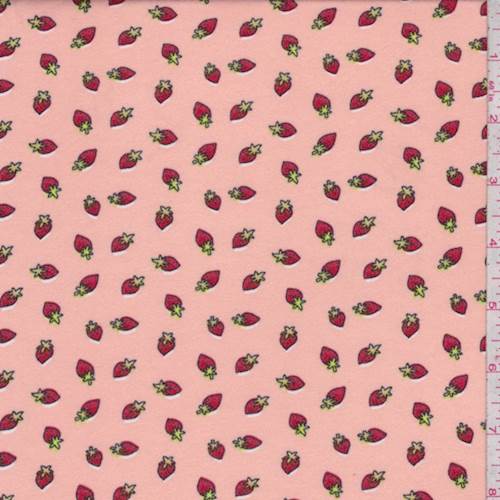 Pale Peach Mini Strawberry Double Brushed Jersey Knit Fabric