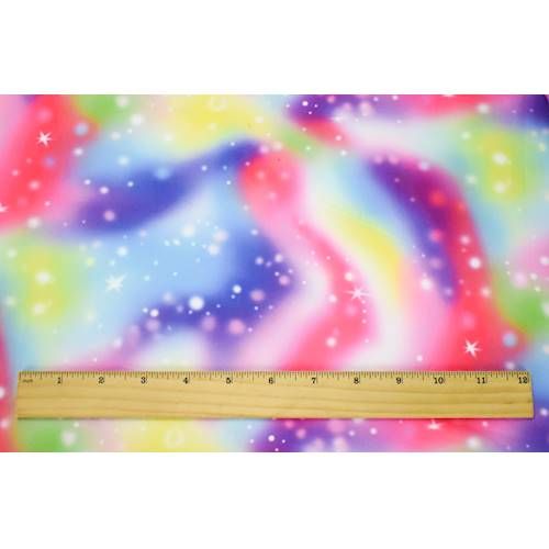 2 YD PC-Pink/Blue/Multi Galaxy Printed DTY Brushed Knit Fabric