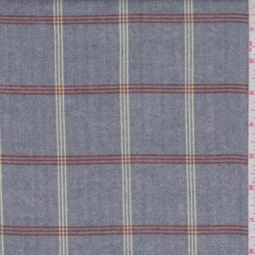 Vintage Blue/Rust Check Flannel Fabric