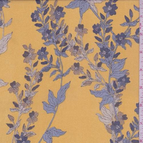 Deep Yellow Floral Georgette Fabric