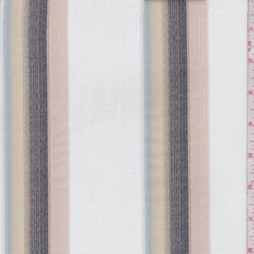 White Multi Stripe Dobbie Shirting Fabric