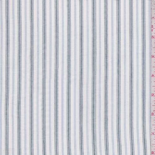 3 3/4 YD PC-White/Slate/Periwinkle Stripe Cotton Lawn Fabric