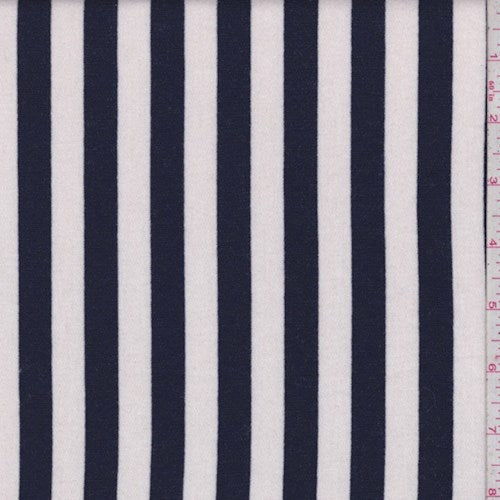 White/Navy Stripe Sweatshirt Fleece Fabric