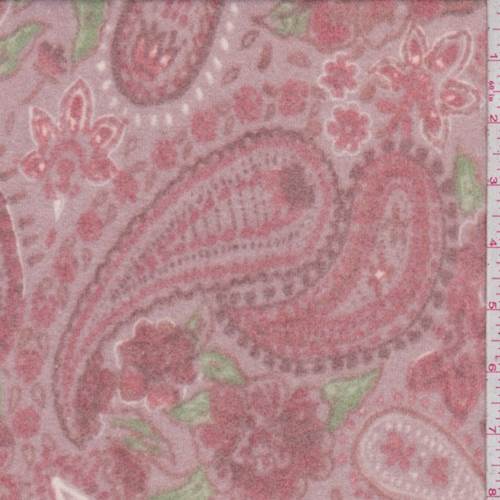 Dusty Mauve Tossed Paisley Faux Cashmere Knit Fabric