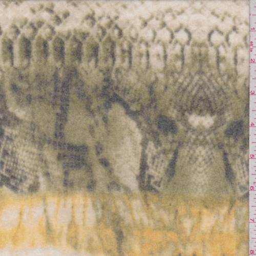 3 YD PC-Olive/Yellow Snakeskin Faux Cashmere Knit Fabric
