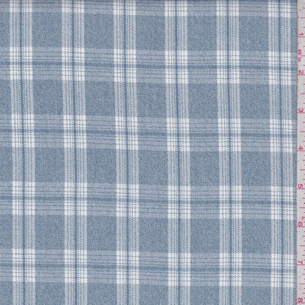 Blue Grey Plaid Shirting Fabric