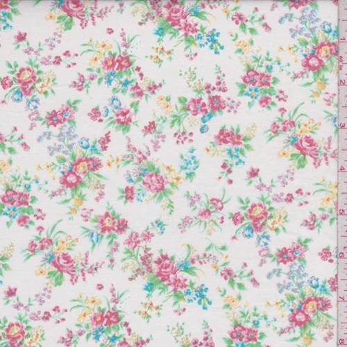 White-Blush Mini Floral Cotton Lawn Fabric