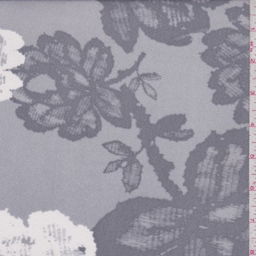 3 YD PC-Misty Grey Cross Hatch Floral Micro Mesh Fabric