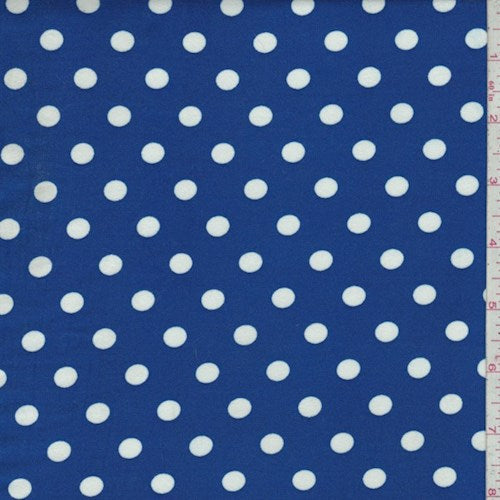 Cobalt/White Dot Double Brushed Jersey Knit Fabric