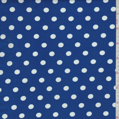 Cobalt/White Dot Double Brushed Jersey Knit Fabric