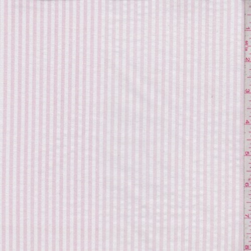 Pale Pink-White Cotton Stripe Seersucker Fabric