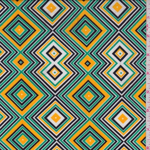 Jade/Black/Gold Diamond Nylon Knit Fabric
