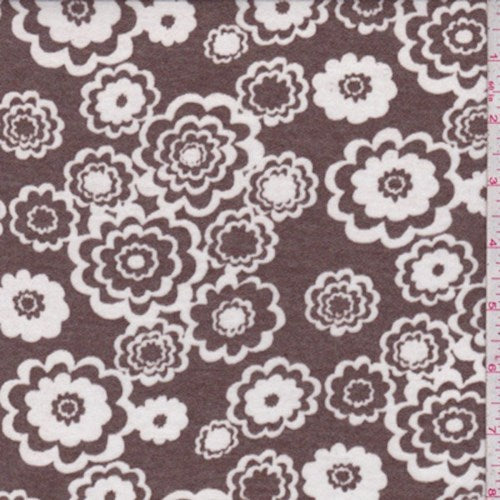 Cocoa Brown Pop Floral Burnout Knit Fabric