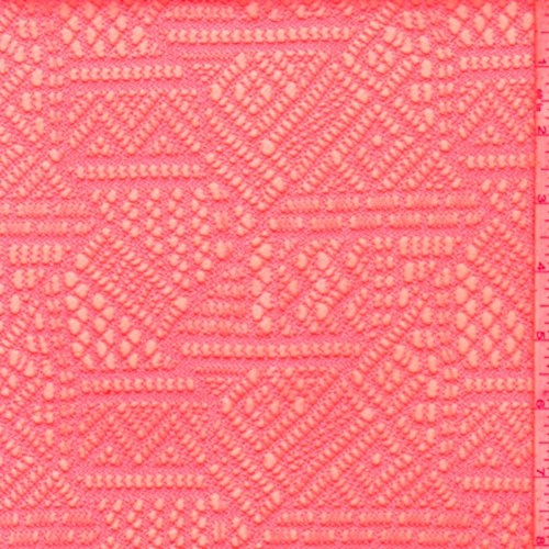 2 1/2 YD PC-Neon Orange Geo Lace Fabric
